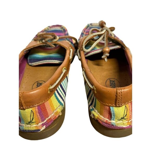 Sperry Top-Sider Womens 8M Rainbow‎ Striped Leather Boat Shoes Slip On Madras - Picture 4 of 7
